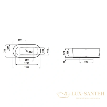 ванна laufen val 2.3028.2.000.000.1 из литого мрамора 160х75 см, белый