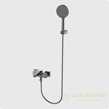 смеситель для ванны aquame imola aqm6712gm, с душевым набором, оружейная сталь