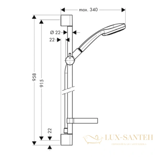 душевой гарнитур multi/unica’c 0,90 м, ½’ hansgrohe croma 100 27774000, хром