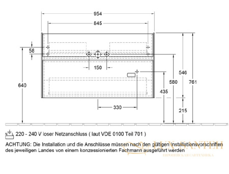 тумба под раковину villeroy & boch collaro c011l0vj 1000х470 мм, светлое дерево