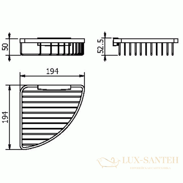полка угловая langberger 72560 19,4 х19,4 см, хром