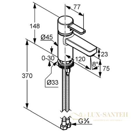 смеситель для раковины kludi zenta 382620575 без донного клапана, хром