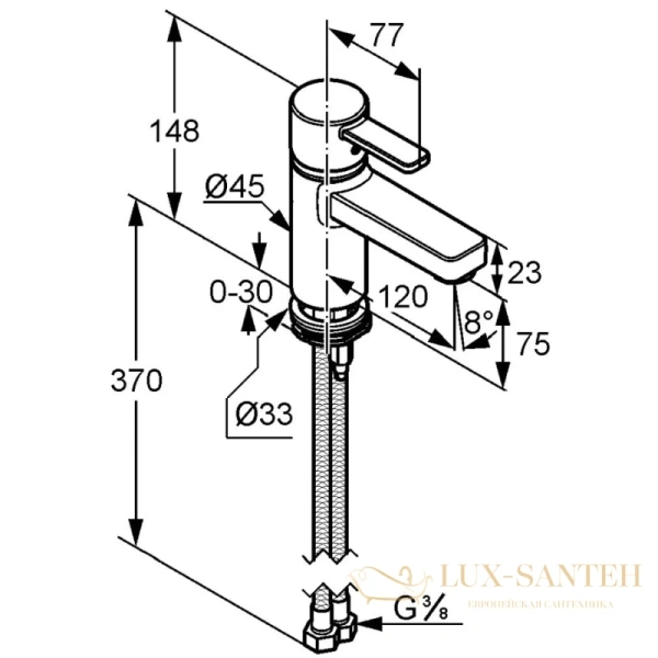 смеситель для раковины kludi zenta 382620575 без донного клапана, хром