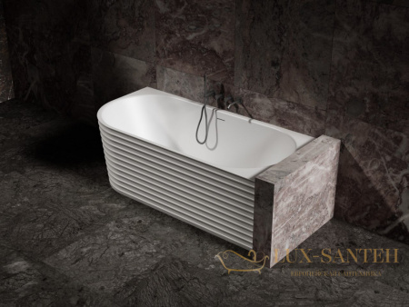 ванна угловая из искусственного камня abber stein as9651 r, правосторонняя, 170х80х55h см, белый матовый 