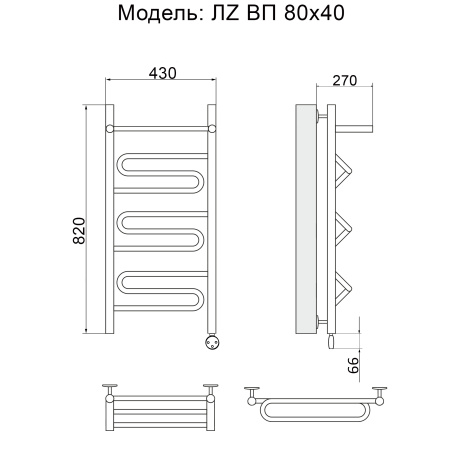 полотенцесушитель электрический ника curve лz вп 80/40 правый тэн, цвет хром