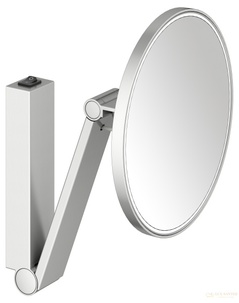 косметическое зеркало keuco ilook_move 17612219004, с кнопочным выключателем, x 5 кратное увеличение, дневной свет, нержавеющая сталь шлифованная 