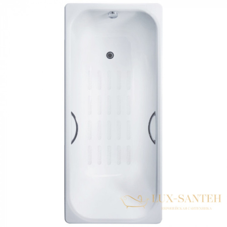 ванна чугунная delice aurora 170х70 с отверстиями под ручки и антискользящим покрытием dlr230605r-as, белый глянцевый