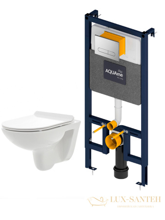 комплект aquame aqm42008cr: инсталляция с клавишей aqm4001cr, унитаз aqm2008 с быстросъемным сиденьем микролифт
