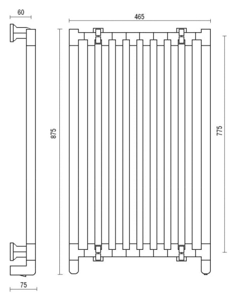 полотенцесушитель электрический margaroli cielo (сиело) 580/l, 580465crv, хром