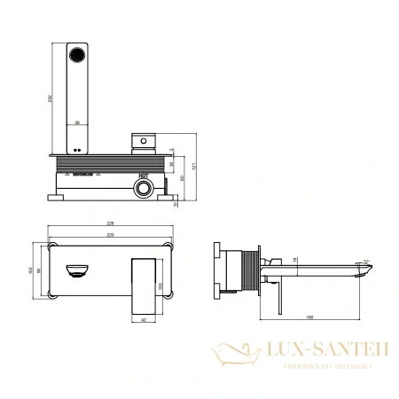 смеситель для раковины встраиваемый aquame savona aqm6815cr, с внутренней частью, без донного клапана, хром
