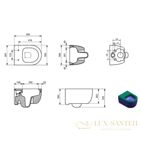 подвесной безободковый унитаз allen brau priority 4.31001.20, белый