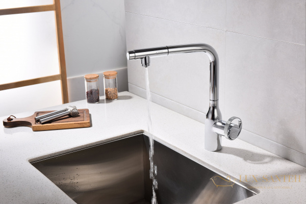 смеситель для кухни под фильтр с выдвижным изливом paulmark urban ur213104-cr, хром