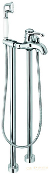 смеситель emmevi tiffany 600128/bc напольный для ванны с ручным душем, белый-хром
