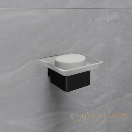 мыльница lemark smooth line 9742017 с держателем, черный матовый