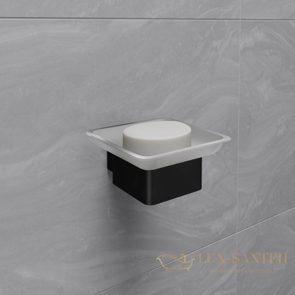 мыльница lemark smooth line 9742017 с держателем, черный матовый