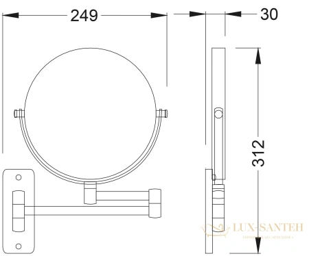 косметическое зеркало timo saona 13076/16, х-5 кратное увеличение, белый матовый