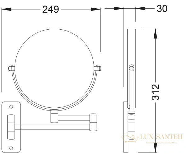 косметическое зеркало timo saona 13076/00, х-5 кратное увеличение, хром