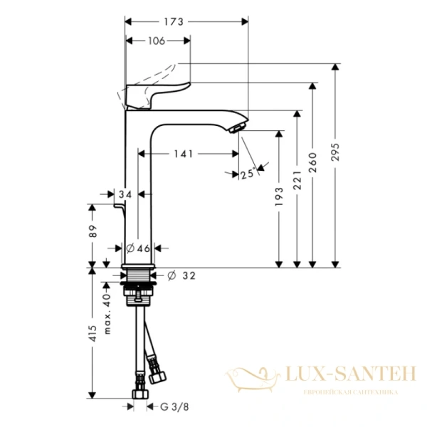 смеситель для раковины hansgrohe metris 200 31183000