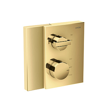axor edge, 46750990, встраиваемый термостат для душа, на 1 источник с запорным вентилем (внешняя часть), цвет полир. золото
