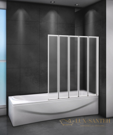 шторка на ванну cezares relax relax-v-5-120/140-p-bi-r 120 см r профиль серый, стекло рифленое