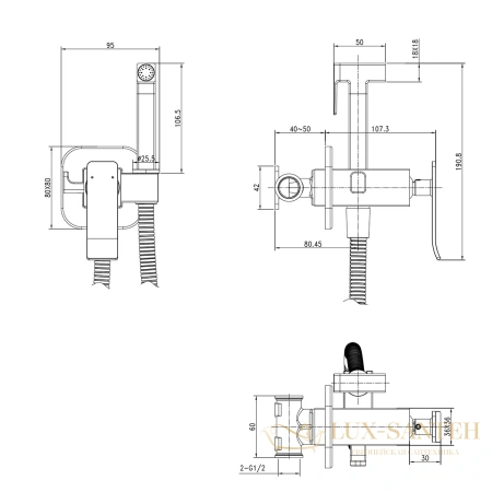 гигиенический душ lemark contest lm5820cw,  со встроенным смесителем, белый/хром