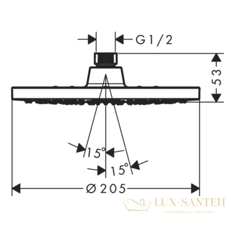 верхний душ hansgrohe vernis blend 200 1jet green 26093000, хром