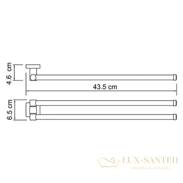 полотенцедержатель wasserkraft lippe k-6531 43,5 см, хром