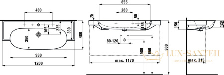 раковина laufen the new classic 8.1385.8.400.158.1 подвесная 120 см, белый глянцевый