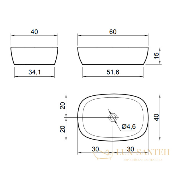 раковина накладная antonio lupi senso, 60х40 см, без перелива, с донным клапаном (хром), из материала: flumood, белый матовый
