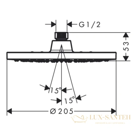верхний душ 205 мм hansgrohe vernis blend 200 1jet 26271000 хром