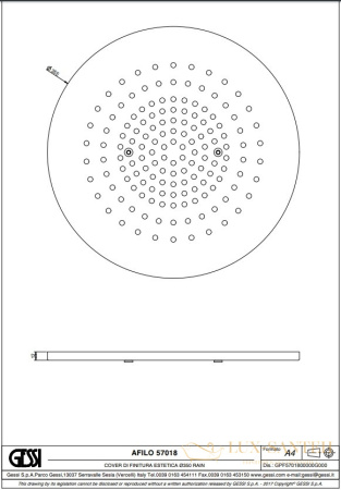 потолочная душевая система gessi inciso 57018.238 внешняя часть, mirror steel