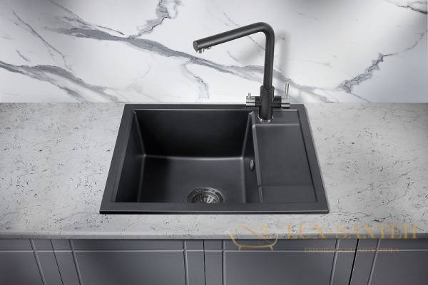 кухонная мойка milacio navarra mc.77071 60 см, черный матовый