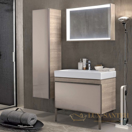 тумба под раковину geberit citterio 500.557.ji.1 734х504 мм, бежевое стекло/светлый дуб