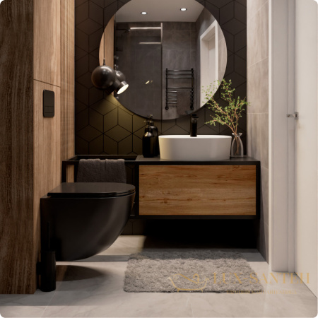 унитаз подвесной безободковый aquame aqm2002mb, с быстросъемным сиденьем softclose, черный матовый