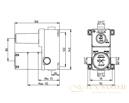 скрытая часть для смесителя e.c.a., 102166201ex, цвет белый
