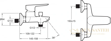 комплект смесителей для ванны jacob delafon oscar e29847ru-bl матовый черный