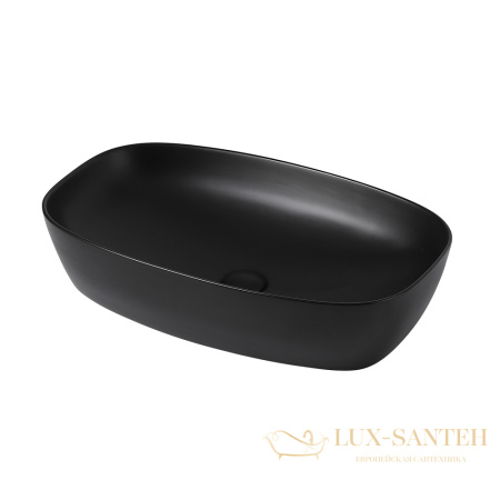 раковина накладная abber rechteck ac2206mb, 60,5х39 см, черный матовый