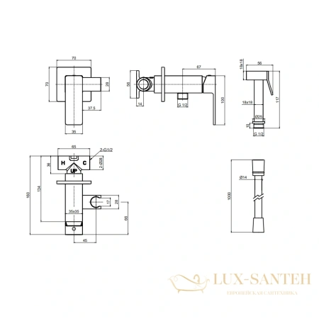 гигиенический набор со встроенным смесителем aquame savona aqm6817cr, хром