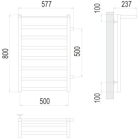 полотенцесушитель водяной terminus хендрикс 4670078530417 с полкой п8 500х800 с боковым подключением 500