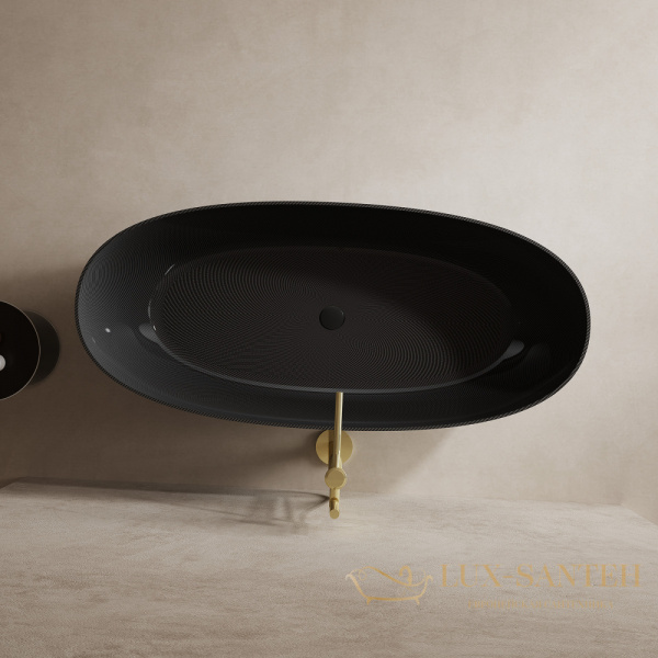 ванна свободностоящая из карбона abber karbon ak9002-1.8, 180х85х52h см, черный глянцевый