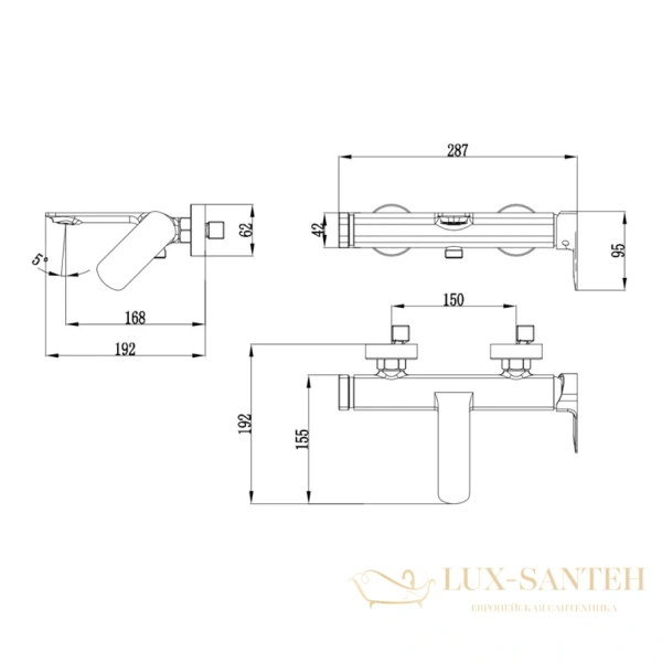смеситель для ванны aquame monza aqm6312cr, с душевым набором, хром