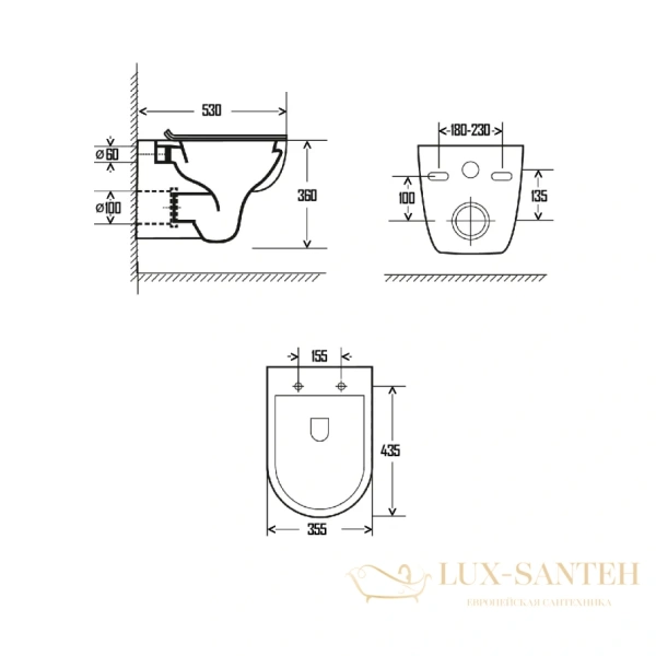 унитаз подвесной безободковый aquame aqm2008, с быстросъемным сиденьем softclose, белый глянцевый