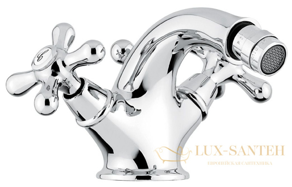 смеситель с донным клапаном emmevi deco classic 12014/bc для биде, белый-хром