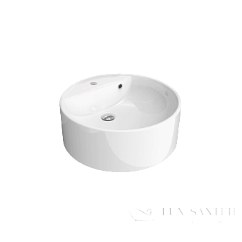 раковина накладная flaminia twin  5050/a, ø 525х200h мм, c отверстием под смеситель, с переливом, белый глянцевый
