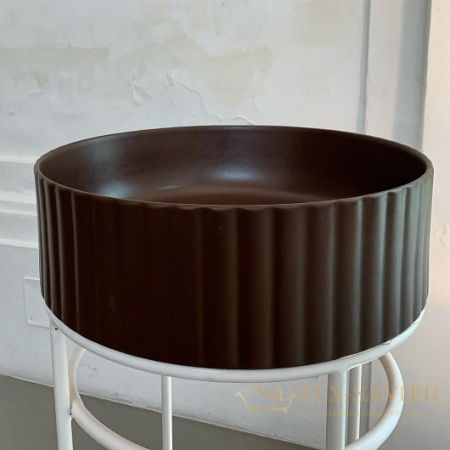 раковина накладная artceram millerighe osl010 17 00 ø 440 мм, черный матовый