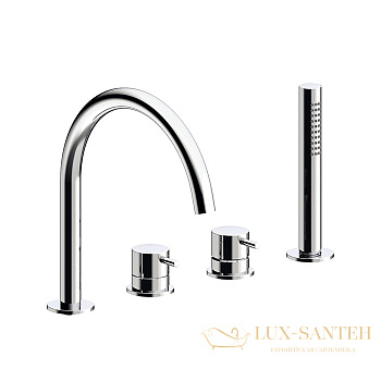 смеситель на борт ванны almar mixers e214006.cr, на 4 отверстия, с душевым комплектом, хром