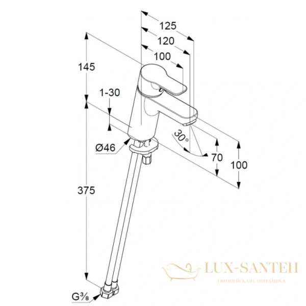 смеситель для раковины kludi pure&easy 370289165 без донного клапана, хром/белый
