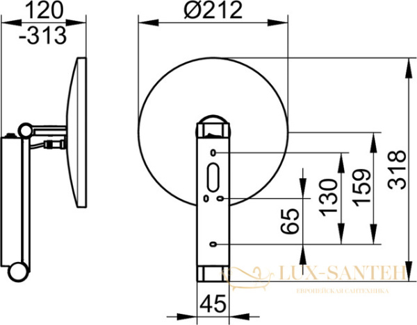 косметическое зеркало keuco ilook_ move 17612079004, с подсветкой, нержавеющая сталь finish