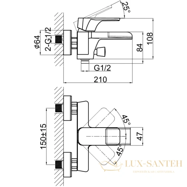 смеситель d&k berlin.freie da1433501 для ванны, хром