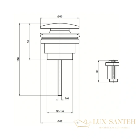 донный клапан для раковины универсальный aquame aqm7003mb, черный матовый